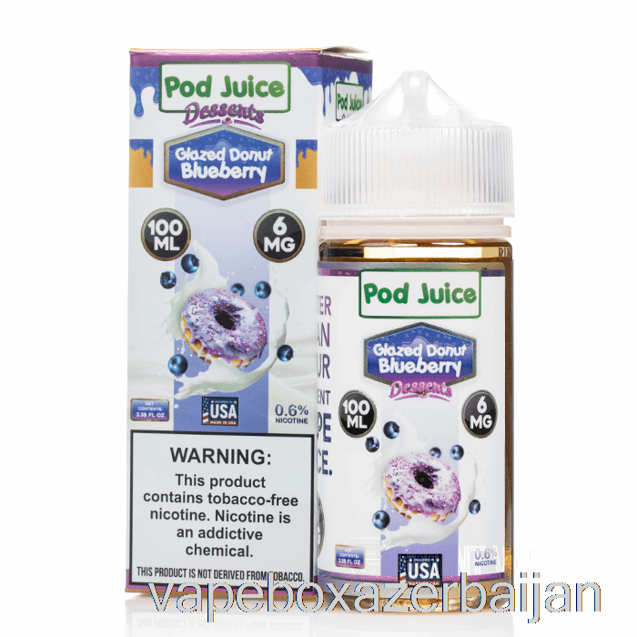 E-Juice Vape Glazed Donut Blueberry - Pod Juice - 100mL 6mg